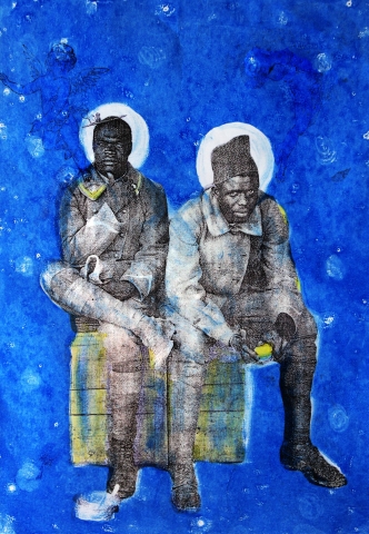 Collage des sudanesischen Künstlers Amado Alfadni, der in seinen Kunstprojekten Motive aus Kolonialarchiven mit Bezügen zur Gegenwart montiert
