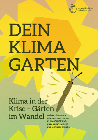 Dein Klimagarten - Ratgeber Cover mit Sonnenblume und Schmetteriling